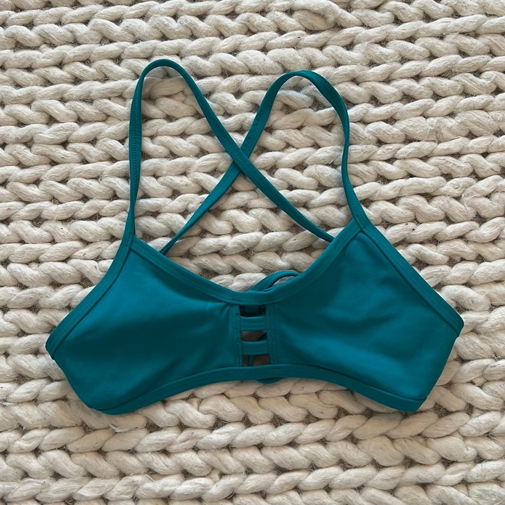 JOLYN BLUE/GREEN SMALL BIKINI TOP - tie back - perfect condition!